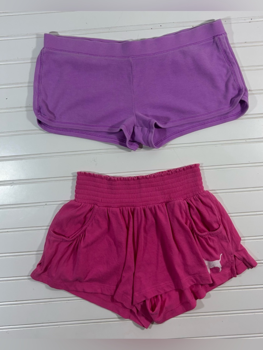PINK Victorias Secret Shorts Set Of 2 Shorty Athletic Purple Size Small Logo
